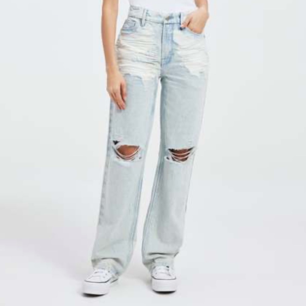NWT Good American Distressed Light Wash Jeans